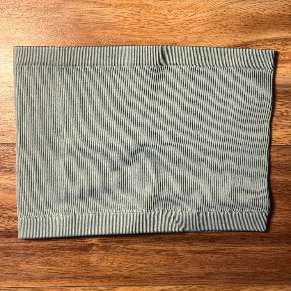 Sage green ribbed, elastic tube top